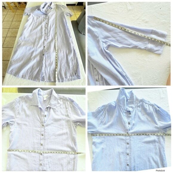 H&M CRÊPED BLUE AND WHITE STRIPED SHIRT DRESS XLARGE - Picture 9 of 10